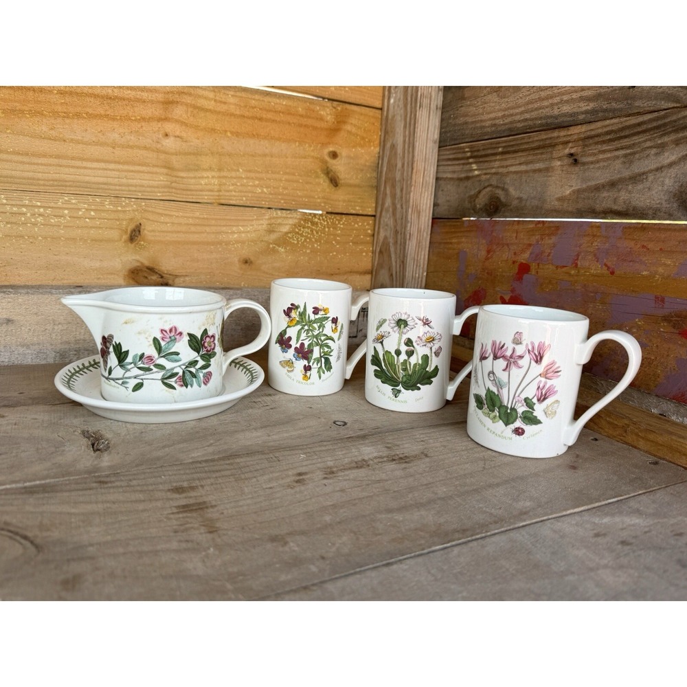 3 Portmeirion Botanical Garden 1972 BUTTERFLIES & FLORALS Mugs 1 Cup And Saucer